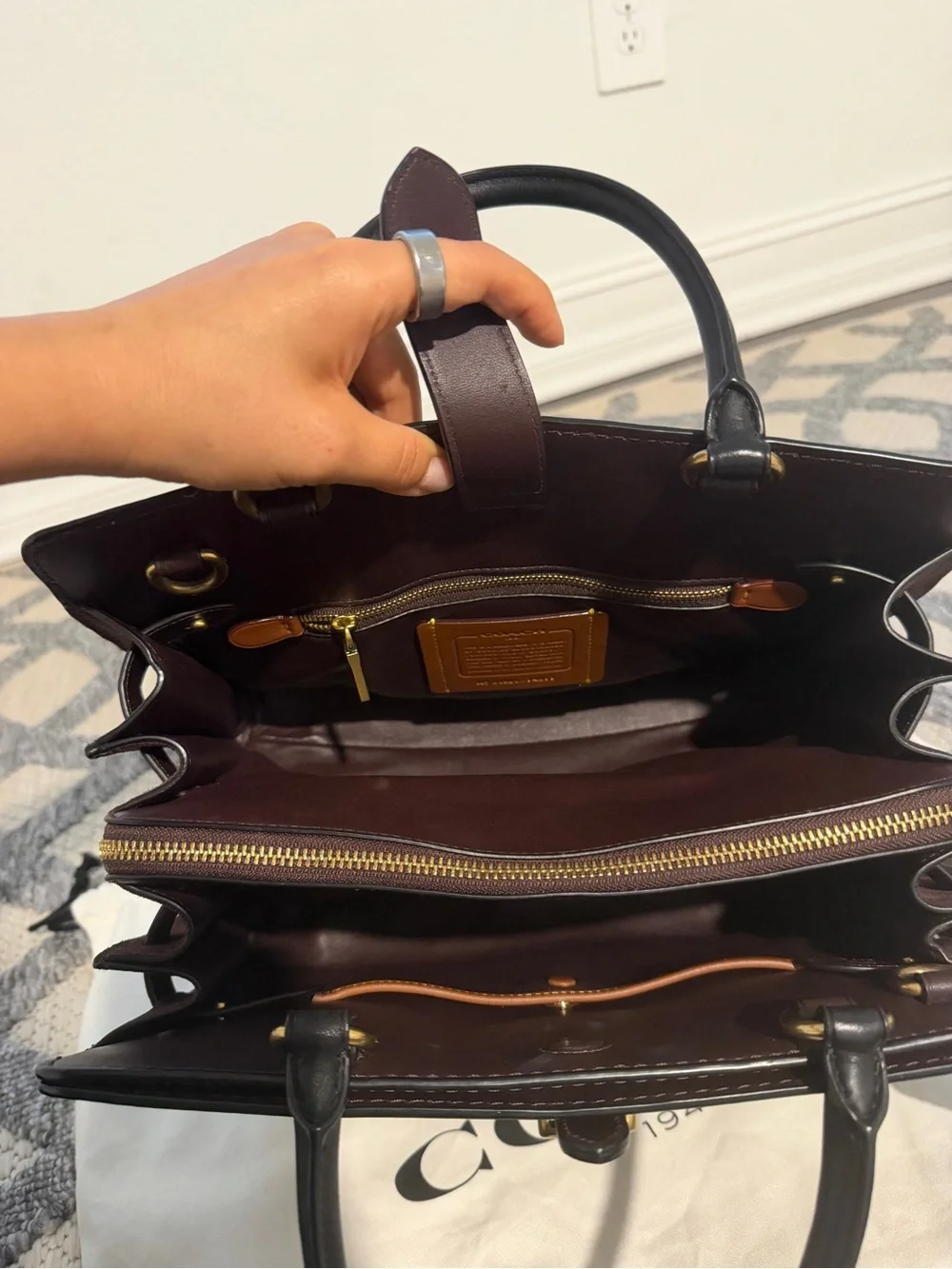 Coach Black Leather Satchel with Gold Hardware